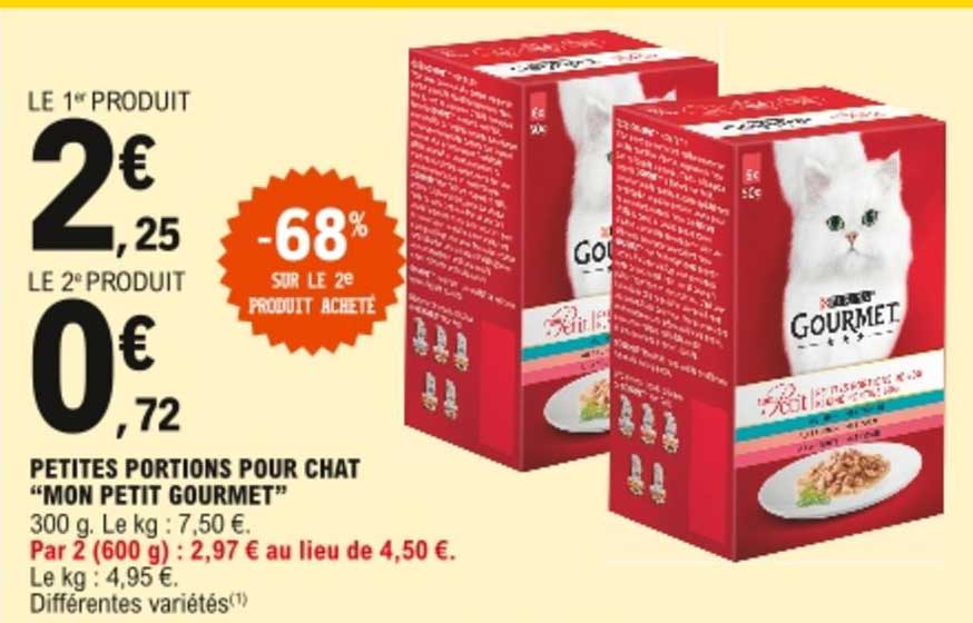 petites portions pour chat mon petit gourmet -68% sur le 2e produit acheté