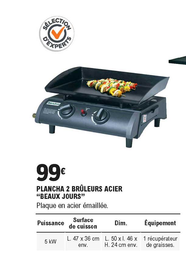 Plancha 2 Brûleurs Acier Beaux Jours