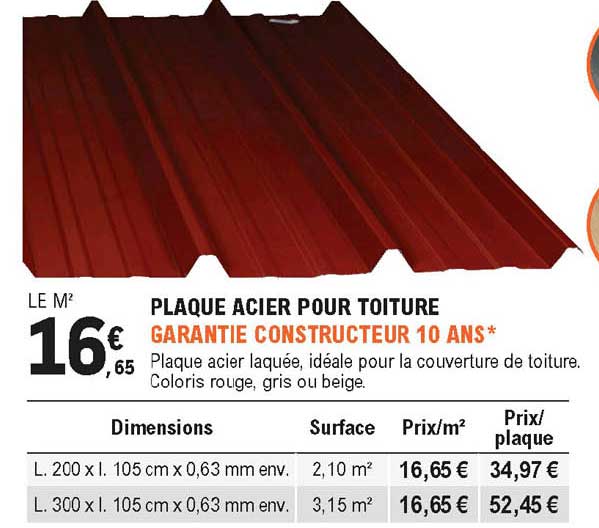 plaque acier pour toiture garantie constructeur 10 ans