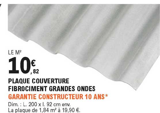 plaque couverture fibrociment grandes ondes garantie constructeur 10 ans