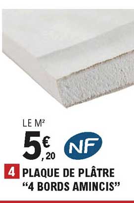 plaque de plâtre "4 bords amincis"