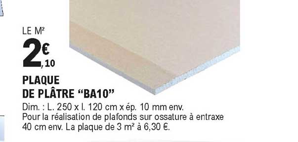 plaque de plâtre "ba10'