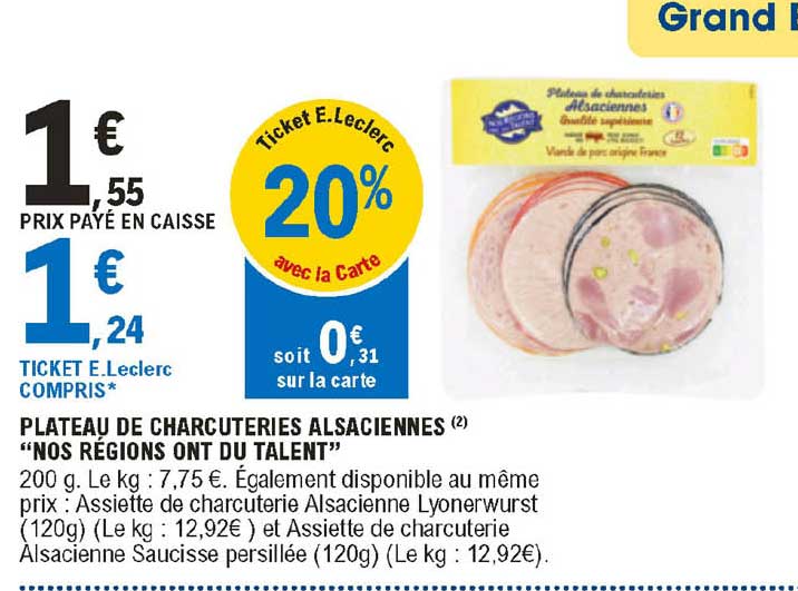 plateau de charcuteries alsaciennes "nos régions ont du talent"