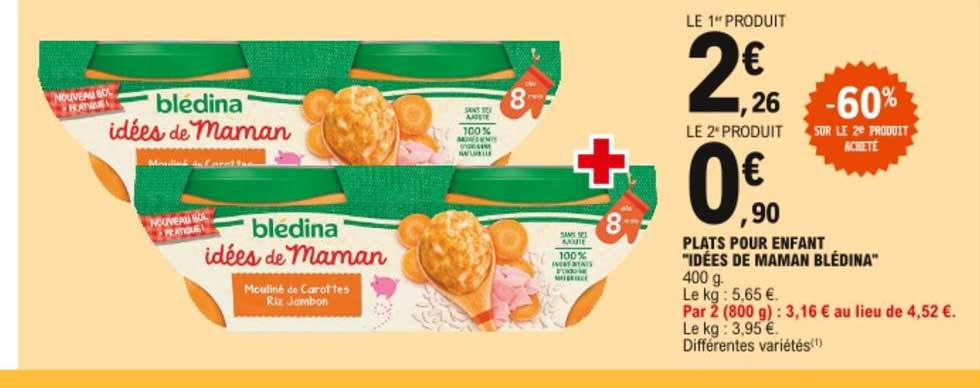 plats pour enfant idées de maman blédina -60% sur le 2e produit acheté