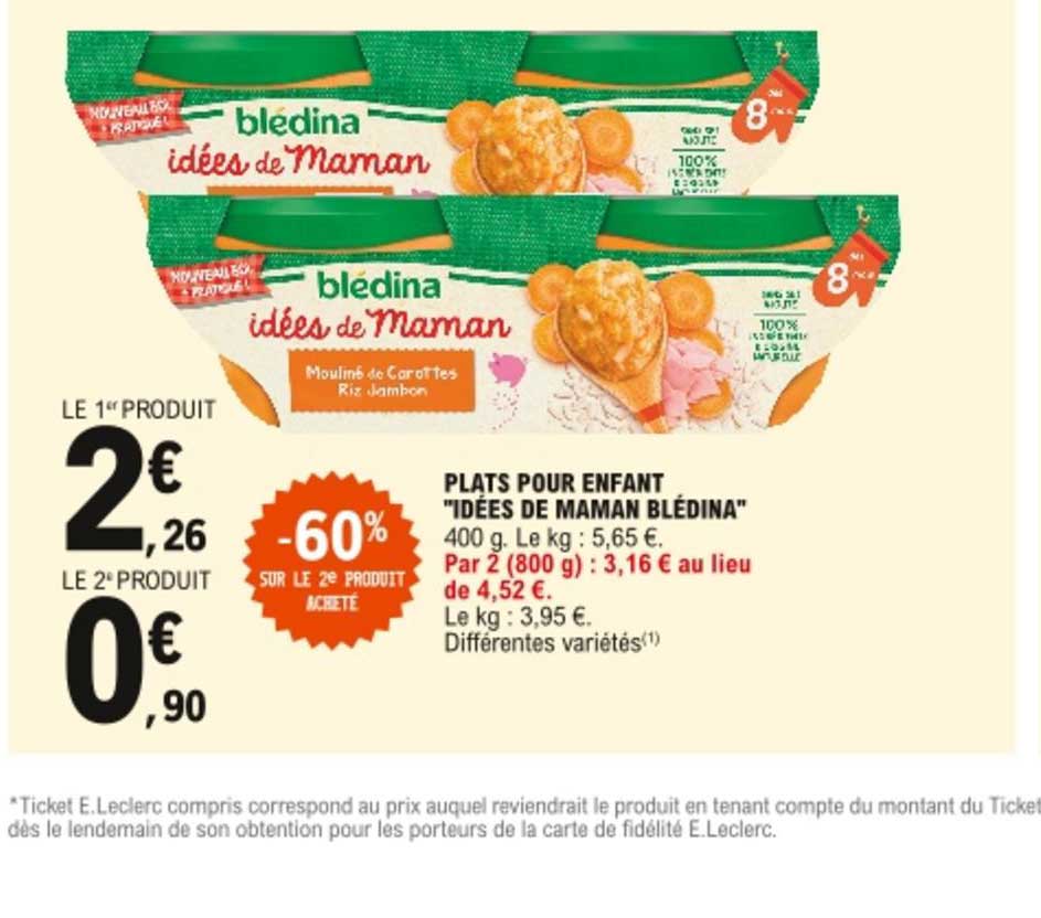 plats pour enfants idées de maman blédina -60% sur le 2e produit acheté