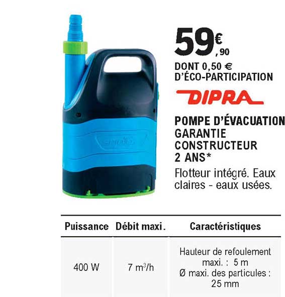 pompe d'évacuation dipra 400 w