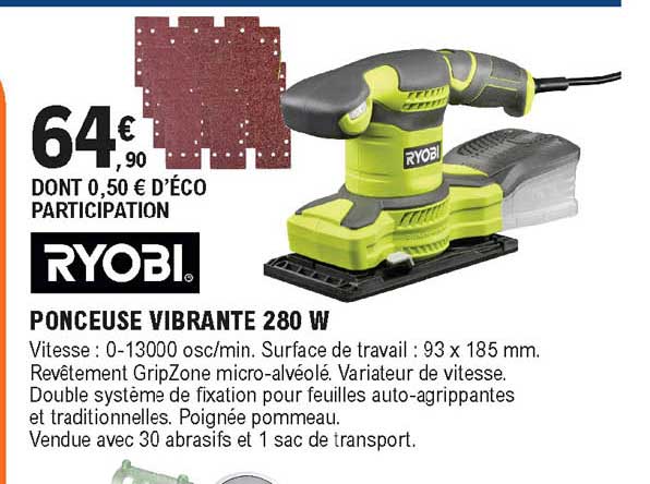 ponceuse vibrante 280 w ryobi