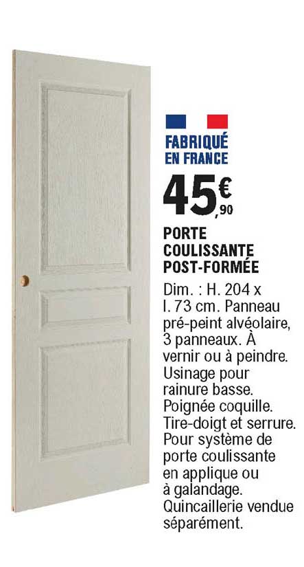 porte coulissante post-formée