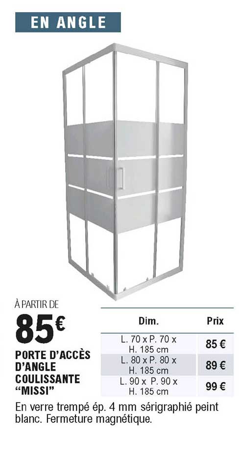 porte d'accès d'angle coulissante missi