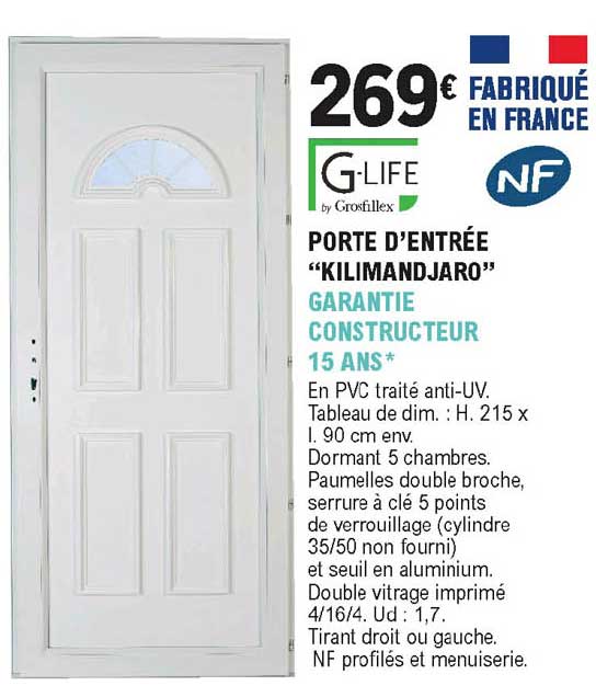 porte d'entrée "kilimandjaro" garantie constructeur 15 ans