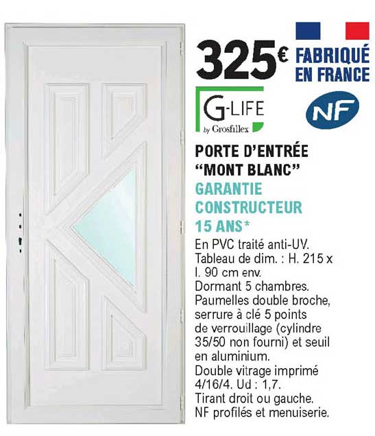 porte d'entrée "mont blanc" garantie constructeur 15 ans