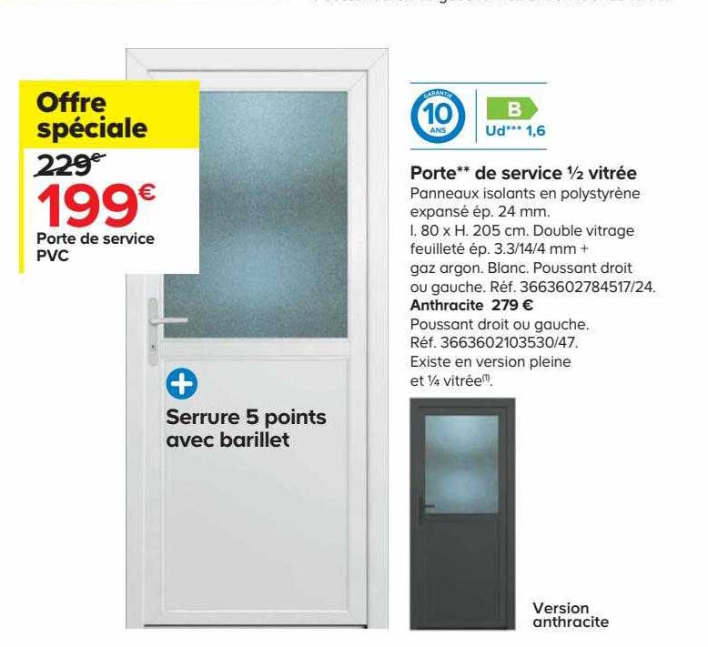 Porte De Service ½ Vitrée