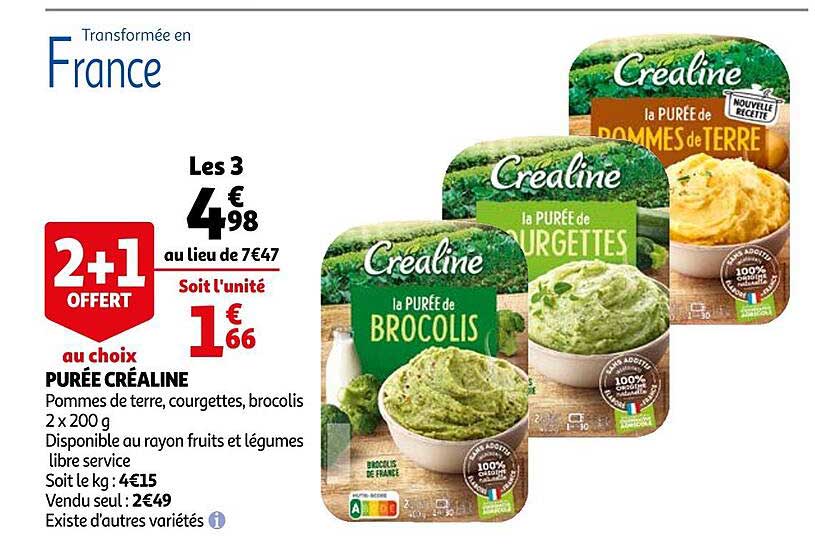 Purée Créaline 2+4 Offert Au Choix