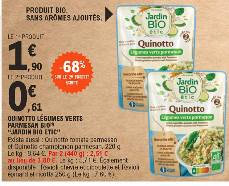 Quinotto Légumes Verts Parmesan Bio "jardin Bio Etic"