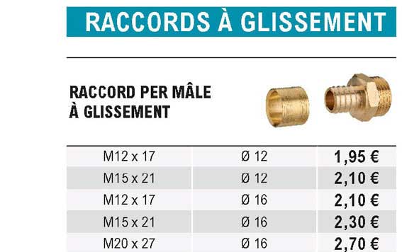 raccord per mâle à glissement