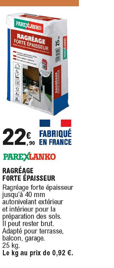 Ragréage Forte épaisseur Parexlanko