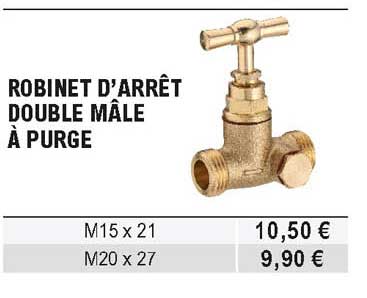 robinet d'arrêt double mâle à purge