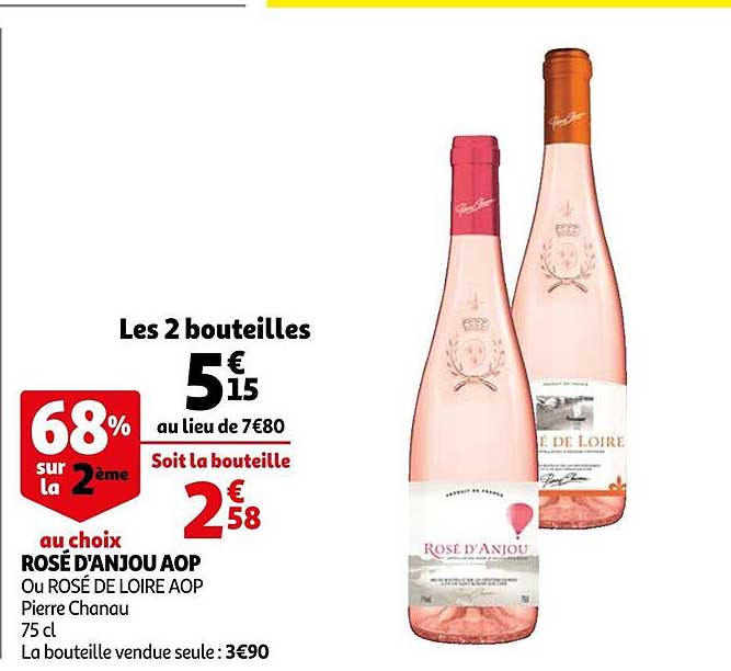 rosé d'anjour aop 68% sur la 2ème au choix