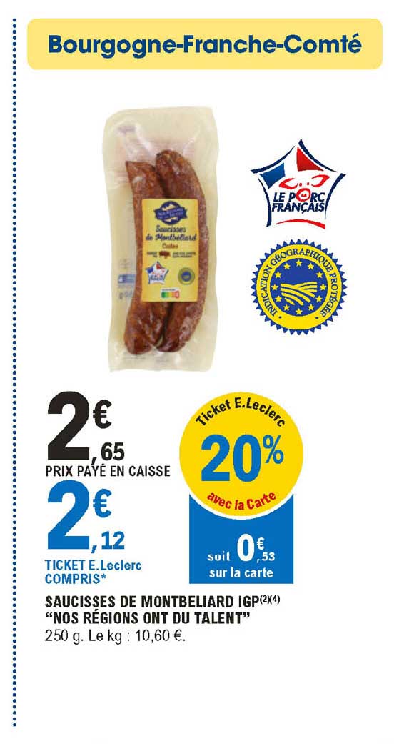 saucisses de montbeliard igp  "nos régions ont du talent"