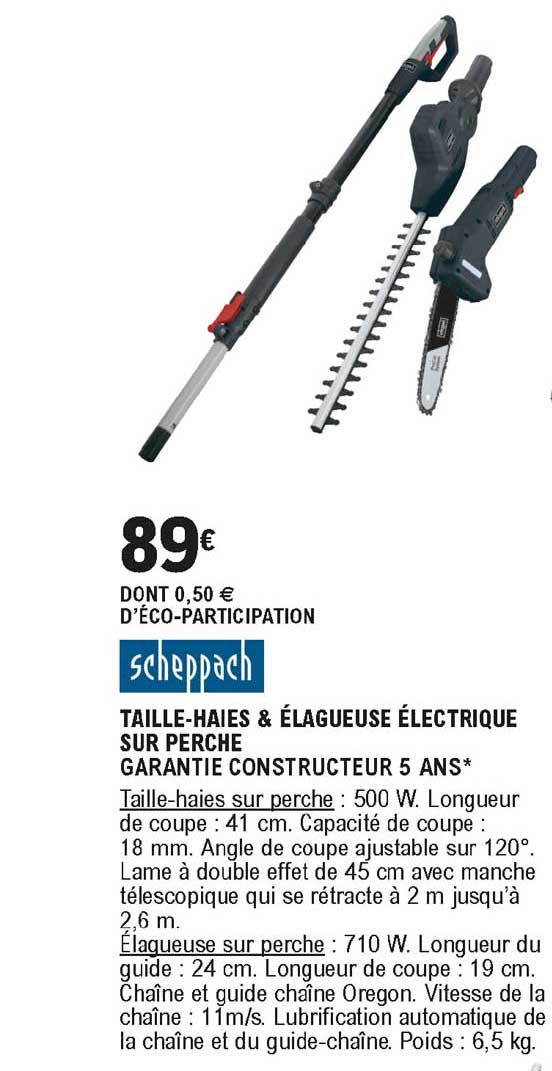 scheppach taille-haies & élagueuse électrique sur perche