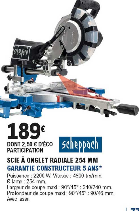 scie à onglet radiale 254 mm garantier constructeur 5 ans schappach