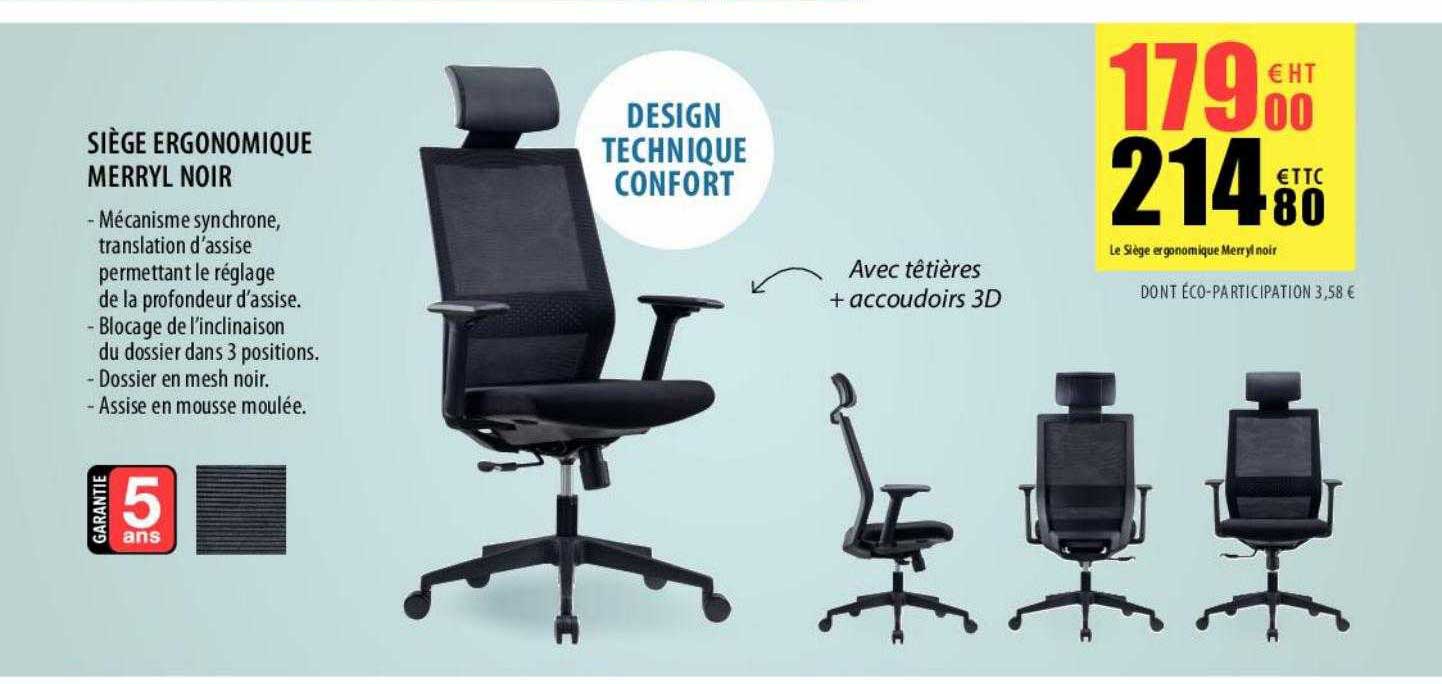 Siège Ergonomique Merryl Noir