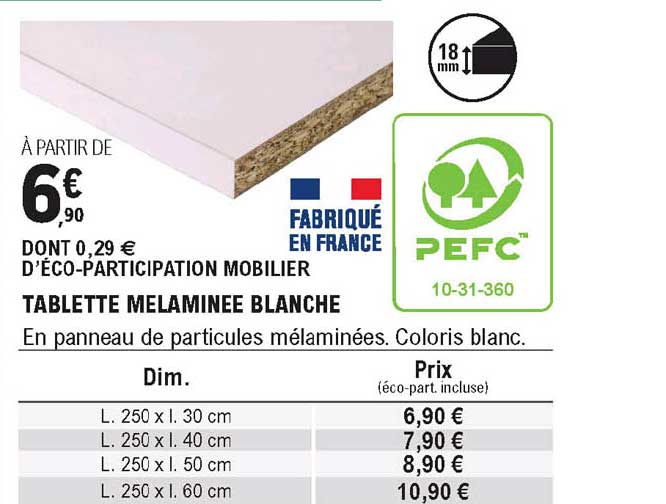 Tablette Melaminée Blanche