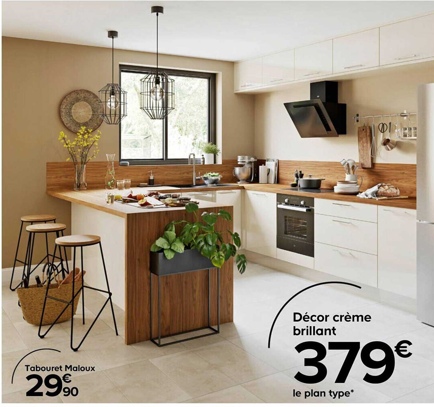 tabouret maloux décor crème brillant