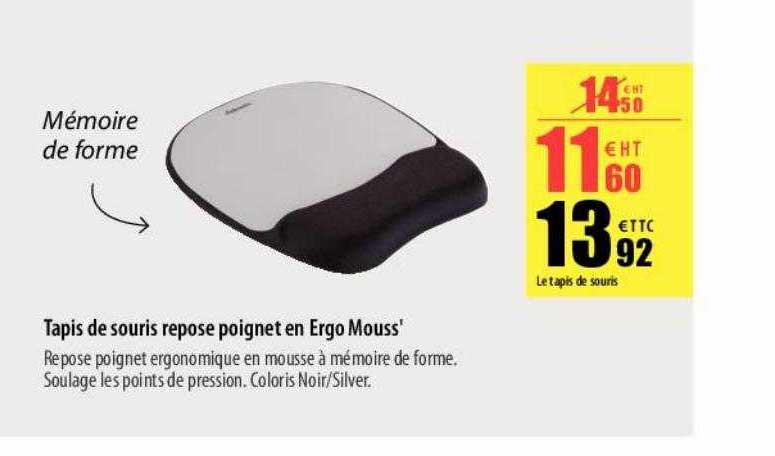 tapis de souris repose poignet en ergo mouss'
