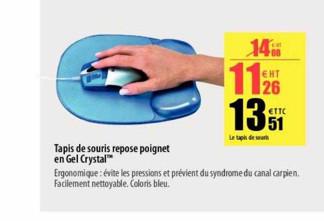 tapis de souris repose poignet en gel crystal