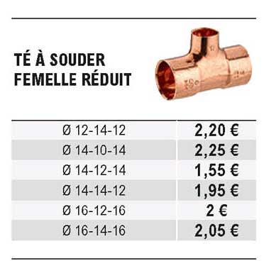 té à souder femelle réduit