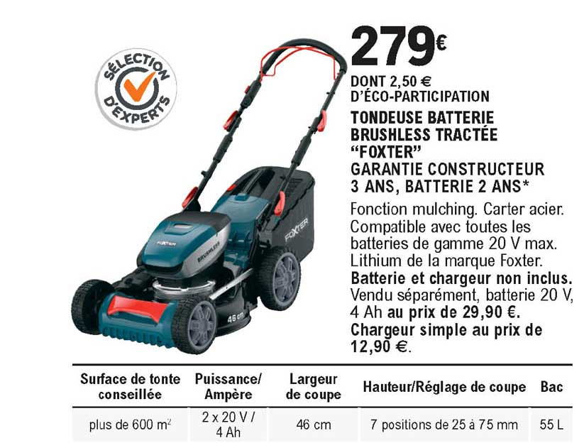 Tondeuse Batterie Brushless Tractée Foxter