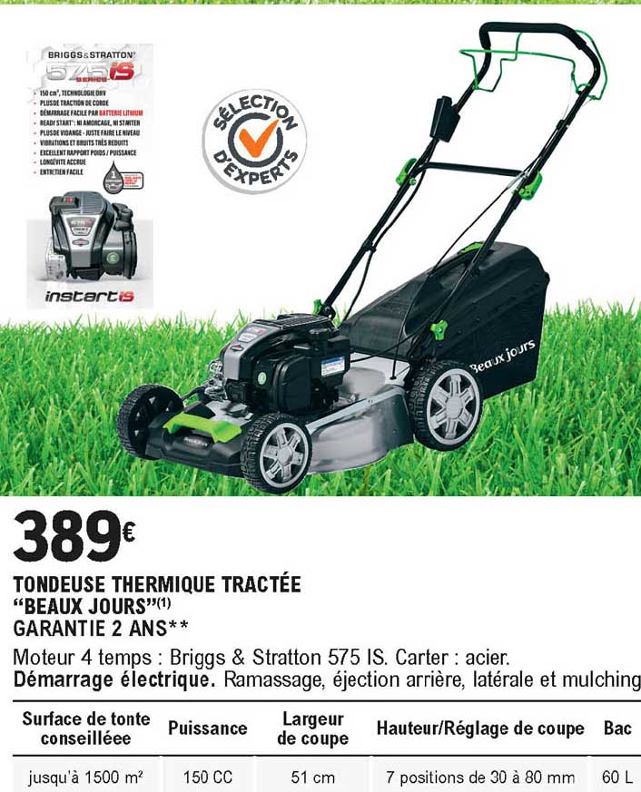 tondeuse thermique tractée "beaux jours"