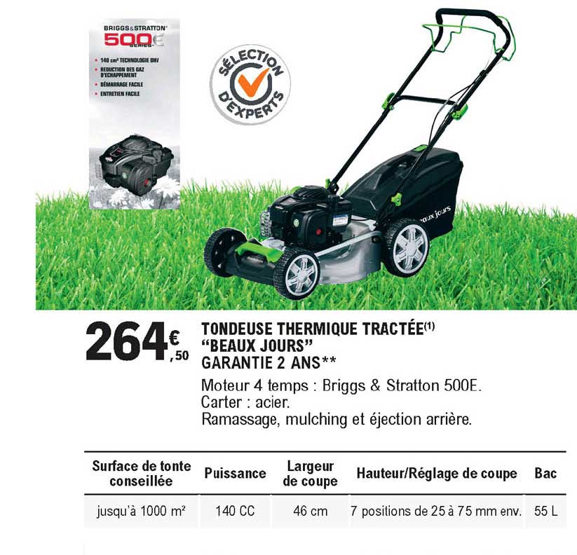 tondeuse thermique tractée beaux jours