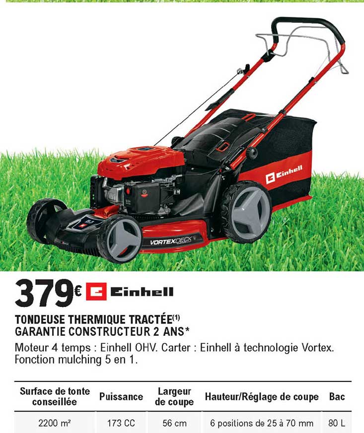 tondeuse thermique tractée garantie constructeur 2 ans einhell