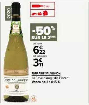 touraine sauvignon la cave d'augustin florent -50% sur le 2ème