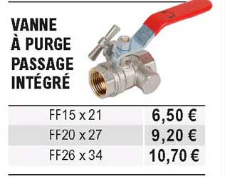 vanne à purge passage intégré