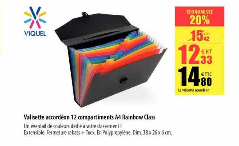 Viquel Accordéon 12 Compartiments A4 Rainbow Class