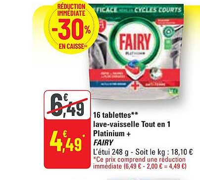 16 tablettes lave-vaisselle tout en 1 platinium+ fairy