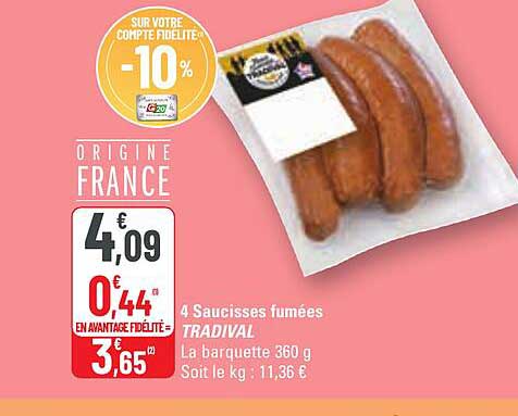 4 Saucisses Fumées Tradival