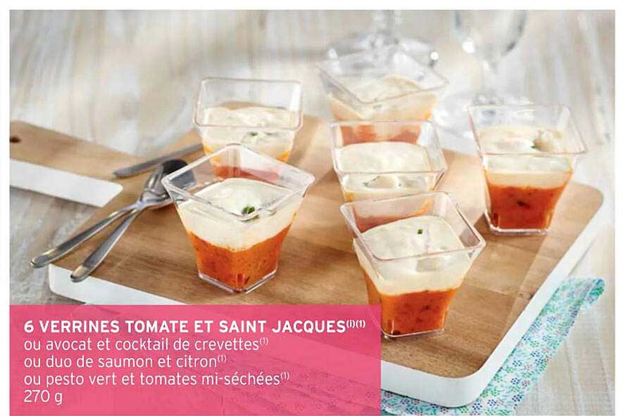 6 verrines tomate et saint jacques