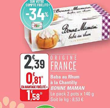 baba au rhum à la chantilly bonne maman