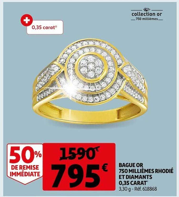 bague or 750 millièmes rhodié et diamants 0,35 carat