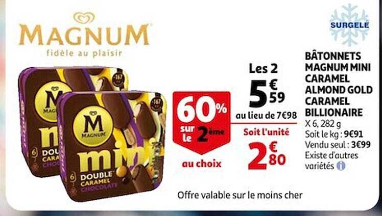 bâtonnets magnum mini caramel almond gold caramel billionaire