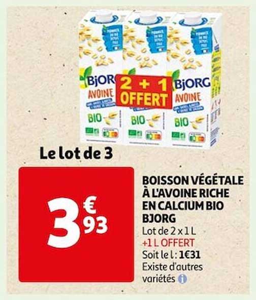 Boisson Végétale à L'avoine Riche En Calcium Bio Bjorg