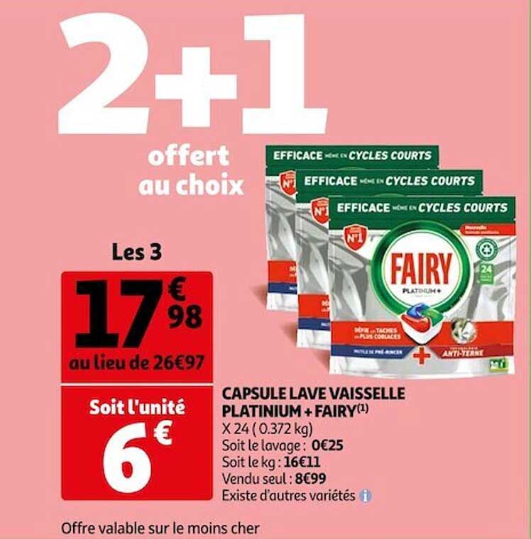 capsule lave vaisselle platinium+ fairy