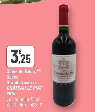 côtes de bourg cuvée grande réserve château le piat 2019