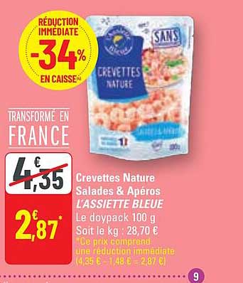 crevettes nature salades & apéros l'assiette bleue