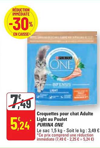 Croquettes Pour Chat Adulte Light Au Poulet Purina One