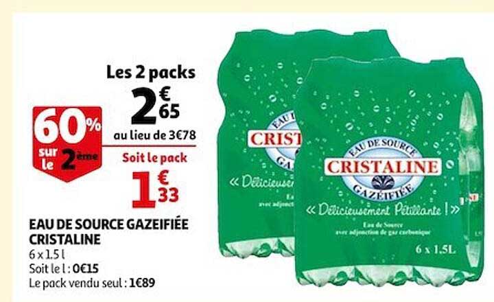 eau de source gazéifiée cristaline